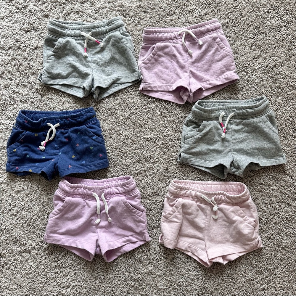 Cat & Jack 2T toddler girl shorts 6 pair